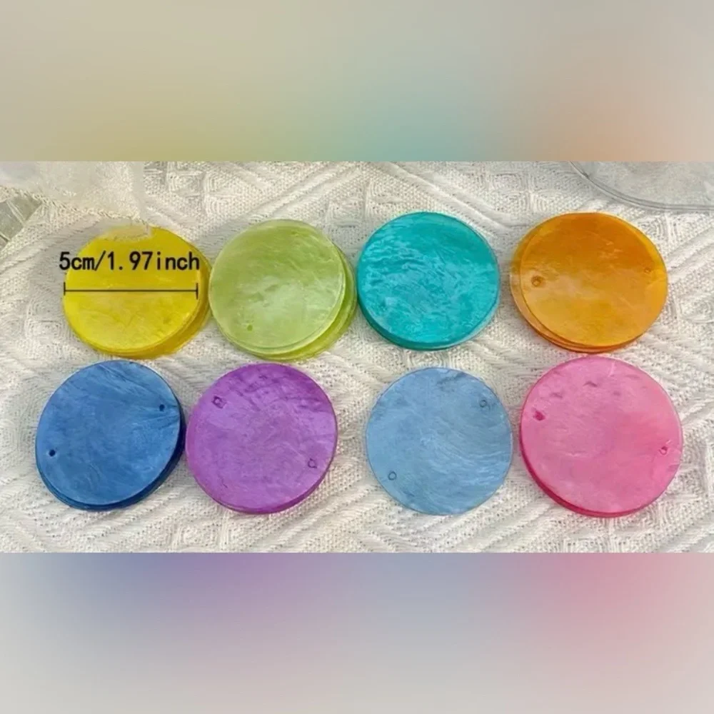 10 Pack 25mm Round Shell Charms Assorted Colors Sew On Paillettes Craft DIY